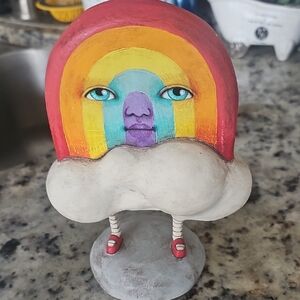 Colorful Rainbow Face Sculpture